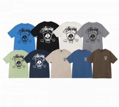 上新款号：S116 Stussy斯图西 Stussy Skull & Bones Tee pigmentdyed 骷髅头印花圆领短袖T恤 男女同款 原版打造 细