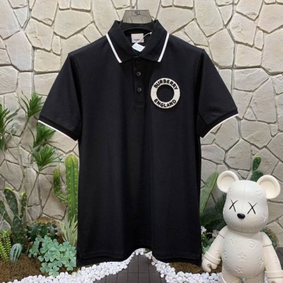 panda版本 供货 #代购级 巴宝莉 Burberry博柏利 马球图案直筒短袖polo衫 男款 黑色 巴宝莉 2025Ss夏季新款字母Logo男士翻领polo