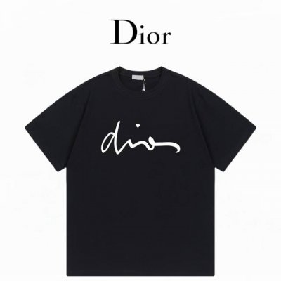 dior迪奥 签名短袖 洗水280克双纱 黑色 Xs-L