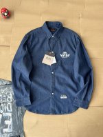 Ev2025年春季新品男女同款休闲运动流行商标印花情侣衬衫 某猫在售1100，Y版面料62棉29聚酯纤维，手感舒适，一比一定位开模，绝对膏端重工的大身拼接工艺，
