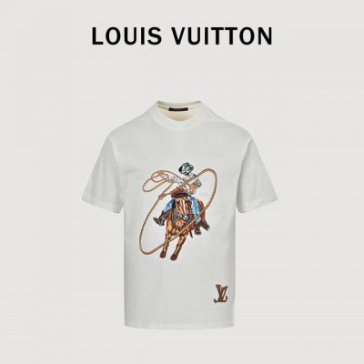 Louis Vuitton 路易威登Lv 2025Ss 西部牛仔前后幅万针刺绣短袖T恤 下摆麻花刺绣品牌Logo字母 24Fw时装秀的曙目风采。三标齐全 采用高