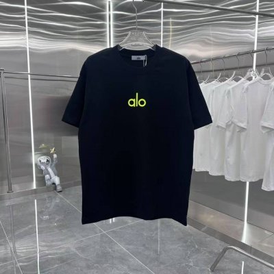 Alo 2025春夏新款 圆领短袖T恤 发泡 男女同款宽松版 S M L Xl Xxl 五个码 黑色 白色 灰色 粉色