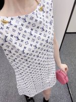 66006 驴家 圆领印花链条连衣裙 最新航海系列#定制Yb原生全棉材质 透气舒适 质感十足 一字肩短袖直筒连衣裙裁剪 凸显品牌格调 采用克重纯棉制成 略带有弹