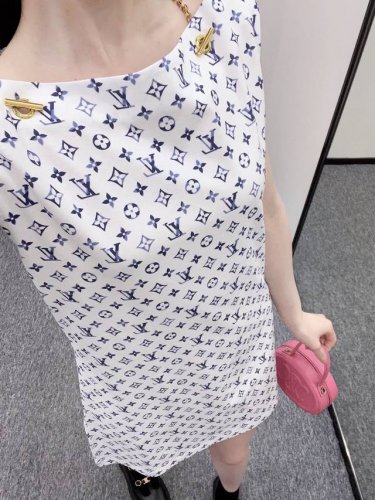 66006 驴家 圆领印花链条连衣裙 最新航海系列#定制Yb原生全棉材质 透气舒适 质感十足 一字肩短袖直筒连衣裙裁剪 凸显品牌格调 采用克重纯棉制成 略带有弹