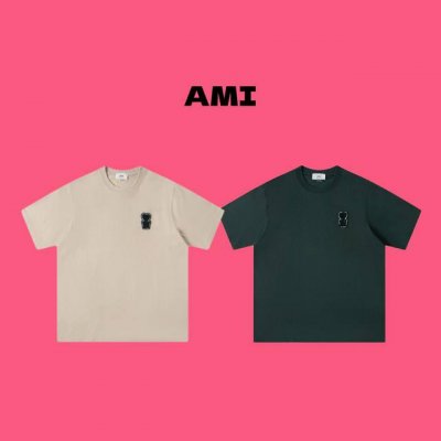 ami Paris 艾米 25Ss崔宇植联名款刺绣徽章贴布绣圆领情侣短袖T恤-顶级版本 Color：杏色 绿色 Size：S M L Xl Nomber：258