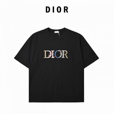 dior 迪奥 花卉绣花短袖T恤 最新款Dior彩色绣花款，最高品质绣花后+印花，超重工艺，32支高捻精棉双纱面料，270克超高克重面料，手感无敌，质感超赞 %