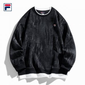 上新 P150【 Fila斐乐25品质春秋青少年假两件扎染潮流圆领卫衣外套】 优质柔软棉纤制 不变形 不起球 细腻不糙手 耐磨性高 走线工整 亲肤抗皱等特点 ，