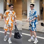 款号 9029-高端品质Choice Hearts冰丝棉沙滩满印短裤 颜色 黄 蓝 尺码 S-Xl