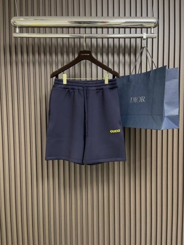 gucci 2025Ss新款Logo贴饰松紧腰针织休闲短裤 定制复合太空棉面料 内灰外蓝 所有面料 辅料 五金 独家开模定制而成。尺码：S-Xl