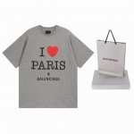 实拍图 顶级版本.官网品质 Balenci*Ga 巴黎.Ss24最新款，正面I Love paris& Balenciaxx艺术印花短袖T恤.砖柜同步.第一时间