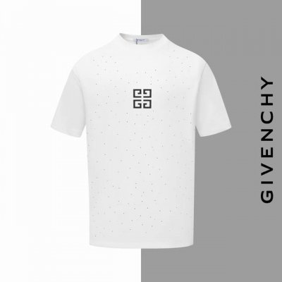 款号#Z54 纪梵希小标烧花烫钻圆领短袖 givenchy官网一致款式 面料 32支双纱280克纯棉面料 同缸同色织染螺纹 颜色一致 工艺 进口机器满奥钻烧花硅