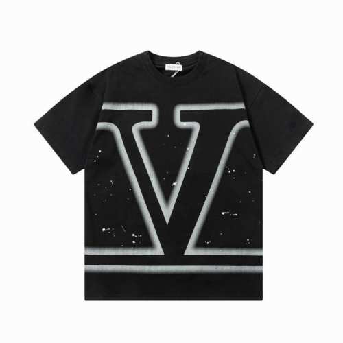 110【隔天到】 valentno 华伦天奴 喷画手绘大V字母印花 logo经典识标印花，精致升级 原版面料 官方同款 短袖T恤 定制260克同缸染面料 手感非