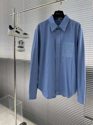P350 -Loew 24Ss新款胸前字母刺绣大Logo翻领长袖衬衫 男女同款 码数：S.M.L.Xl S码衣长73.5 胸围116 肩宽47 M码衣长75 胸