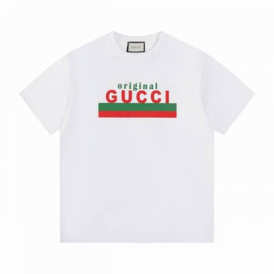 款号T17 Gucci 短袖T恤 男女同款 -采用原版280G100%纯棉面料 柔软舒适 螺纹同缸定染零色差 独家品质区别通货 欢迎对比 -颜色： 白色 -码数