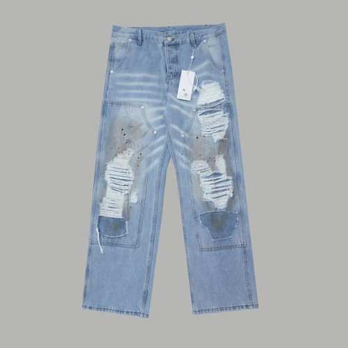 Mm6 Maison Margiela 破洞做旧涂鸦 男女同款 牛仔裤 Mm6重工洗水割破脏效果，超级百搭好看男女同款牛仔裤！ 码数: S M L Xl