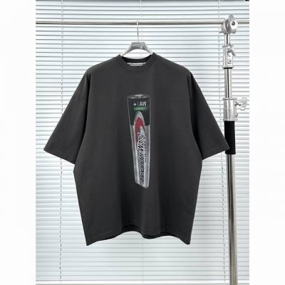 大王电池图案短袖 水洗黑 S-M-L-Xl Alexander Wang亚历山大王 Ss25 电池图案水洗烫钻圆领套头短袖T恤宽松版型男女同款 Alexande