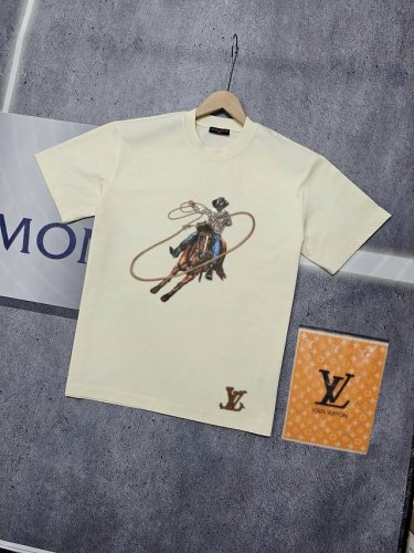实拍 Nfc芯片感应 Louis Vuitton 路易威登 短袖T恤 Lv 西部牛仔图案印花短袖T恤 男女同款 面料：原版同步330克重双纱100%纯棉 超高质