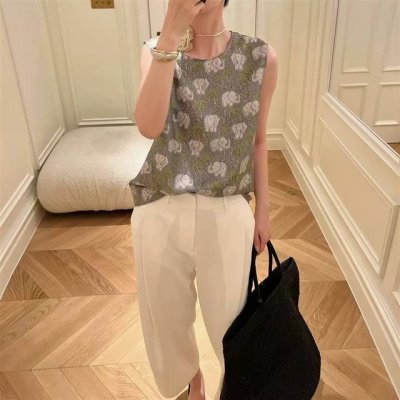 爆款上新 同款大象补丁无袖背心 面料：斜纹绸真丝 尺码：S-Xxl