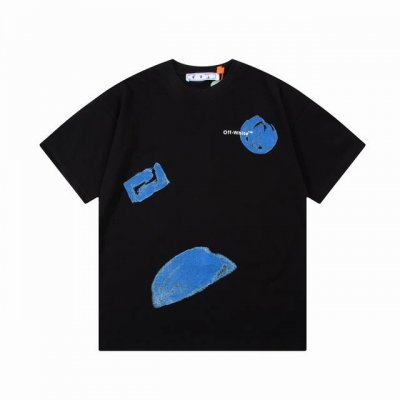 隔天到 Off-White 涂鸦云朵箭头→字母大Logo印花 原版面料 官方同款 短袖T恤 定制 260克同缸染面料 手感非常舒服 春夏最新版本 颜色: 黑色