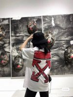 顶级版本 O32# -Off White 后背红色箭头渐变涂鸦马克笔短袖T恤 男女同款- 1：1原版开模，Zp开发，完美还原原版，大厂制作，非市面小厂出品，精细