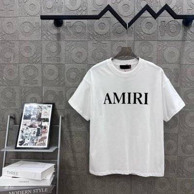D Amiri 阿米里 胶印字母Logo印花工艺 Logo标识精致升级，灵感源自八十年代复古 原版面料 官方同款 短袖T恤 定制260克同缸染面料 手感非常舒服