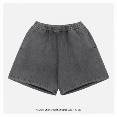 acne Studios 25Ss 透明小标水洗短裤 重磅基底 采用380克高密度硫化黑毛圈布 产品硬挺廓形基础 双层雪花水洗 突破性 先成裤后处理 工序 经过