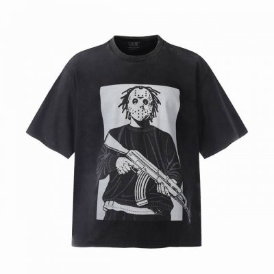 Vt9182 漫画面具人恶搞持枪人像数码直喷印花复古短袖T恤 小领口设计 白墨数码直喷印花 高街复古重磅Vintage短袖 尺码：S M L Xl