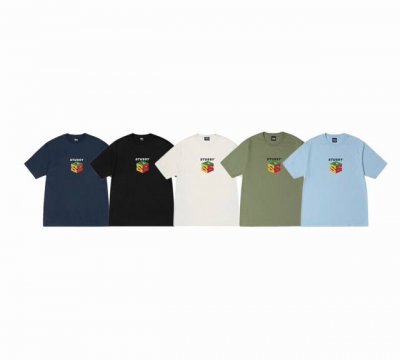 上新款号 S087 stussy斯图西 Stussy 夏季系列 创意S立方体印花图案Logo印花宽松短袖T恤 原版打造 细节高控 -面料精选220G纯棉面料 手