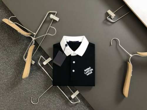 L牌*合身版型M-Xxxl 2025春夏黑色刺绣polo*精致工艺专柜面料，顶级元素融合打造，经典短袖3标齐全，潮男时尚，无论是上身舒适度还是都是无可比拟的存在
