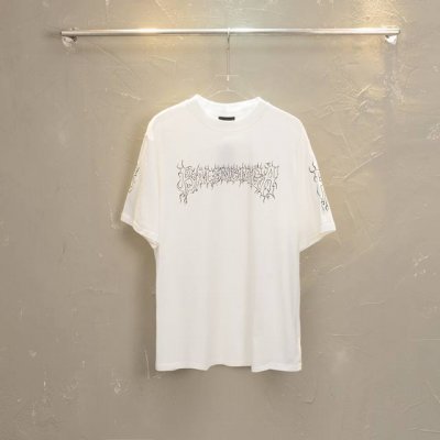 款M46 巴黎 Balenciaga 巴黎世家 Ss 模糊Logo直喷印花短袖T恤 正确260G定染双纱面料 进口直喷机器环保材料印花 字母立体清晰 效果立体