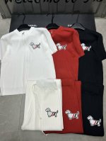 Thom Browne Tb小狗刺绣双头拉链短袖开衫抽绳长裤针织套装 款号：25670104367 颜色：白色 红色 黑色 尺码：均码 80-125斤