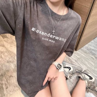 上新 Alexanderwang亚历山大王满天星闪闪洗水做旧短袖 Aw白富美星空T有品味的大王女孩 超重工的一款T~都不需要特效 闪闪发亮 高级银河棉褪色工艺