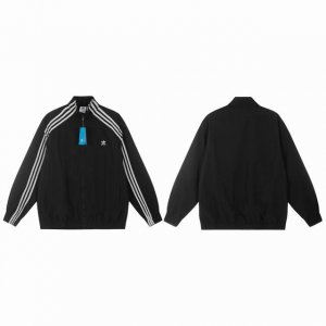 806 Adidas Originals 24Ss秋季新款三叶草徽章小Logo拉链立领宽松运动夹克情侣外套 专柜同步 原版Logo拉链，胸口和胳膊Logo刺绣设