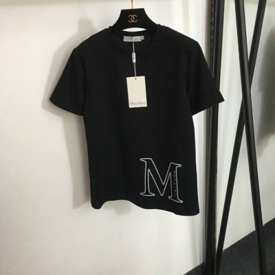 款号 0300 Maxmar*新款 刺绣M字母纯棉短袖T恤，黑色，白色，Sml， M码；肩宽40，胸围94，袖长19，衣长64