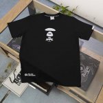 高版本 2025新款Aape反光猿人字母图案Logo印花休闲情侣圆领短袖T恤，余文乐同款，面料采用32支双纱精梳纯棉，爽滑手感，纯棉不起球不起毛，面料厚度280