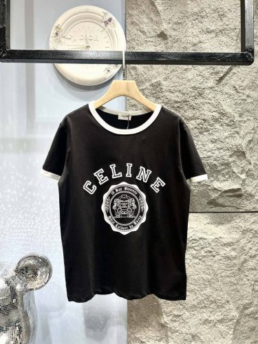 p210Celin*赛琳 标识字母短袖T恤 *采用220克纯棉面料 面料软软糯糯 手感细腻丝滑 领口袖口撞色螺纹拼接 *凯旋门印花图案 *简约精致！黑白T的使用