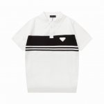 120 Prada 普拉达 拼色金属三角标 针织Polo衫 升级，灵感源自八十年代复古 原版面料 官方同款 Polo衫 定制 网纱毛衣针织面料 手感非常舒服 春