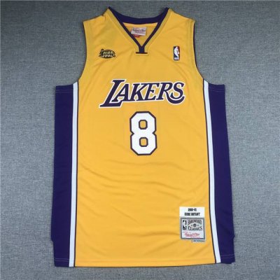 款号：S08 顶级刺绣版本 Mitchell & Ness Nba 复古运动球衣 Au球员版 00-01赛季 湖人队 总决赛 科比 8号 第二冠 情侣款 定制优