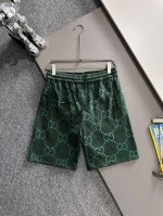 gucci 古驰 2025新款 轻奢主义 植绒双G字母Logo 后贴布口袋 男女日常通勤穿搭必备 休闲短裤 定制毛圈面料 腰标吊牌洗水唛三标齐全 颜色：绿色 码