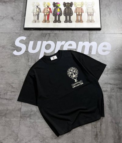 克罗心短袖 Chrome Hearts*克罗心联名Lv系列 专柜款复古情侣 印花短袖T落肩袖 重磅280G精梳棉材质 透气舒适 版型宽松 进口外贸级专柜印花，随