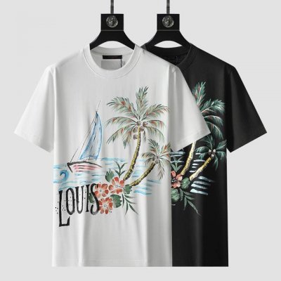 Sg Lv 高定面料 玉蚕丝般的丝滑 2025春夏新品上市时尚经典圆领短袖时尚单品设计，更加时尚舒适，高标准定制，上身非常有型，人工手绘工艺， 客供辅料，客供进