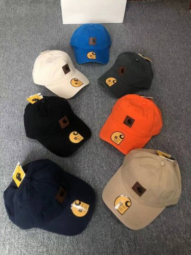 上新 原单Carhartt 重水洗皮章款棒球帽配带吊牌 材质：棉 工艺：水洗 7色 黑色、藏青色、灰色、卡其色、米白色、橘色、兰色