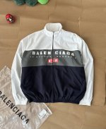 Blcg三拼色印花撞色宽松Os宽松版型外套拉链衫户外跑步健身拼色撞色立领拉链冲锋衣夹克风衣外套校服上衣宽松 Blcg 新款复古校服宽松撞色外套冲锋衣面料为1Oo