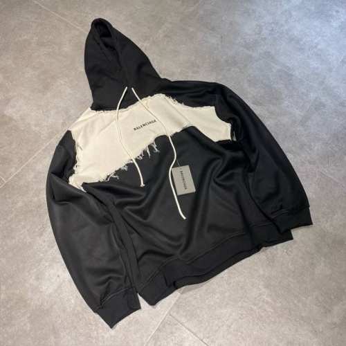 110 balenciaga巴黎世家 重磅连帽撞色拼接设计师款高街卫衣情侣款 color: 黑色 Size: M-Xl m 肩宽49 胸围120 衣长68 (C