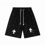 ke277 Chrome Hearts Ch 克罗心重工高克重泼墨十字架短裤 正确配置 市场最高版本 2025克罗心正品包装 原版开模 定制五金 辅料 实物超有