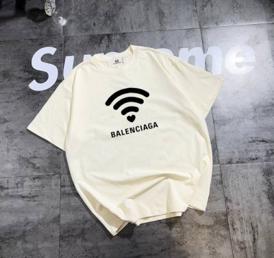 巴黎世家520情人节限定Wifi短袖系列 专柜款复古情侣 印花短袖T落肩袖 重磅280G精梳棉材质 透气舒适 版型宽松 进口外贸级专柜印花，随意搓洗不褪色不变形