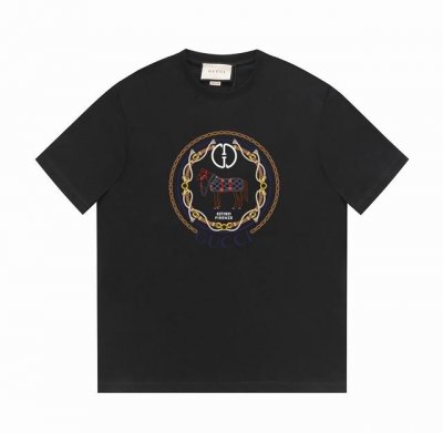 gucci24Ss夏款 古驰品牌标识马&文字绳索T恤 -采用双纱纯棉250G 面料颜色定制定染 不缩水不退色 手感舒服 质感超强全套原版辅料 芯片细节到位 潮男