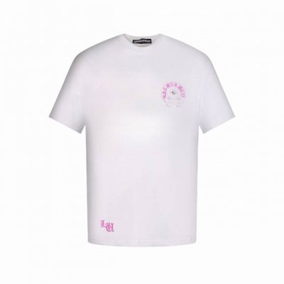 Chrome Hearts 克罗心 25Ss 马蹄激光烧花贴布粉绣短袖T恤 最高版本原身布激光烧花贴布绣字母精致刺绣 辅料:开模原版过鉴定领标-100%真丝洗水