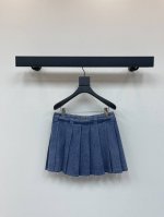 Miumi*25春夏新款复古蓝牛仔压褶半裙 复古洗水工艺绝绝子可甜可盐气质减龄少女风百搭不挑人做工品质看细节 Sml 短裙Aa 半身裙Aa