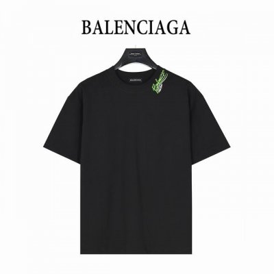 Balenciaga 巴黎世家 25Ss 双B可乐Logo多标识植绒印花短袖T恤 购入原版开模打造，全套定制辅料，所有细节完美还原 定织定染260G纯棉双纱紧密